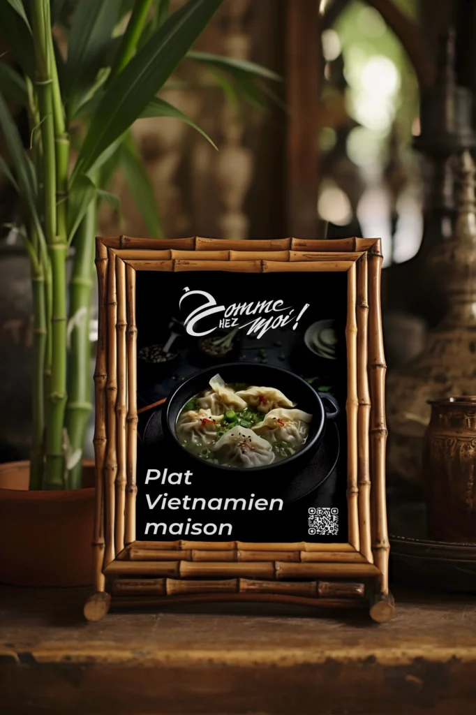 Chevalet de rue présentant une affiche de restauration