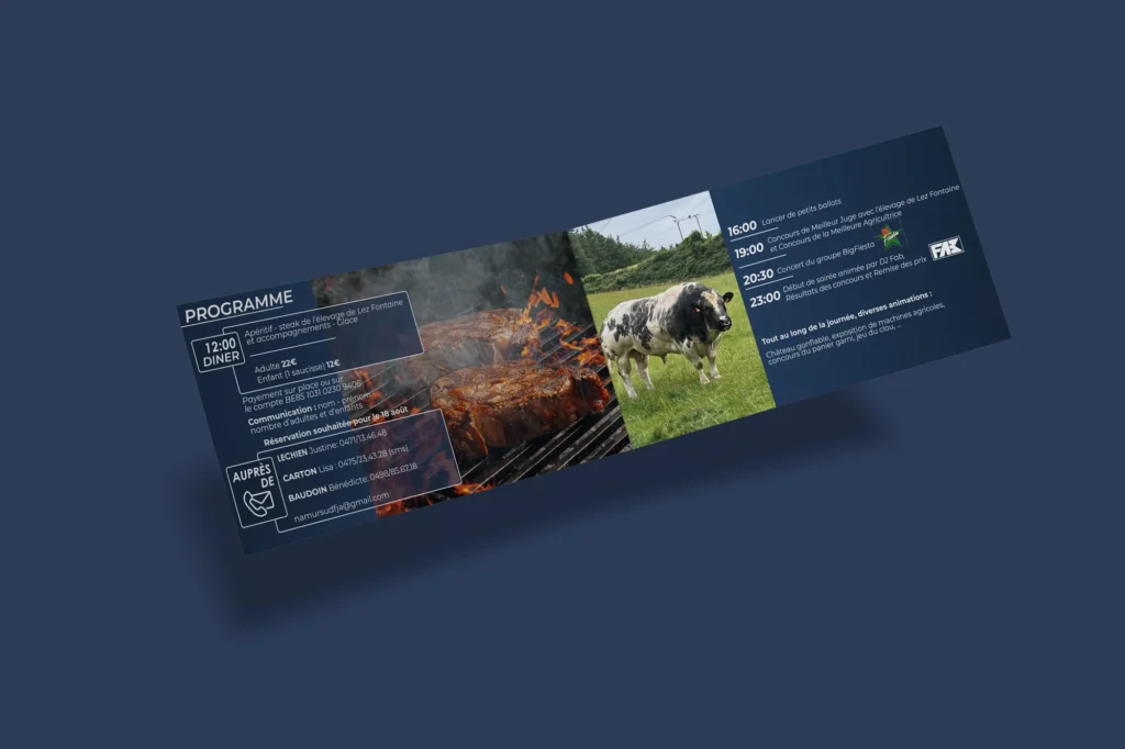 Présentation d’une interface de portfolio sur fond bleu sombre